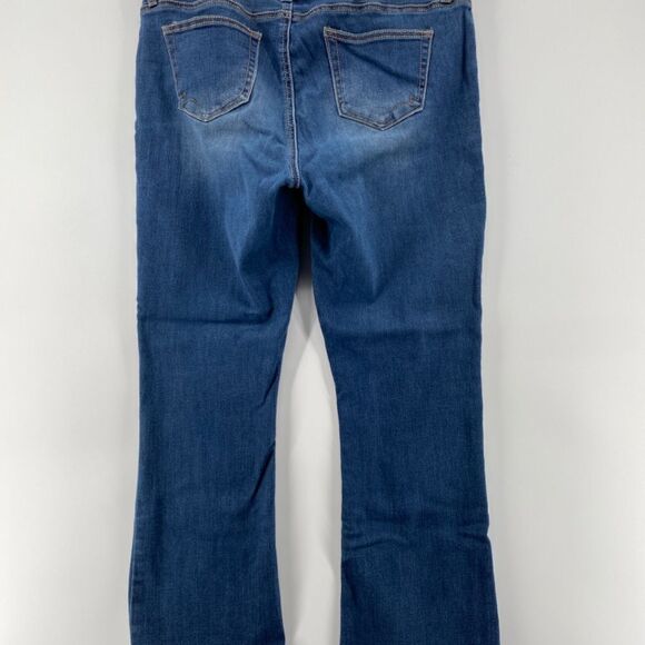 Warehouse One Jeans Women's 33 Short Curvy Bootcut Denim 5 Pocket Blue Whiskered - Picture 4 of 13